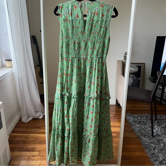 banjanan iris green midi dress floral size XL C9 - Picture 5 of 5